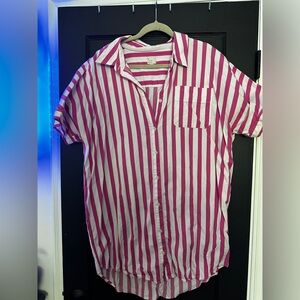 Pink and White Beach Cover Up Dress Size L